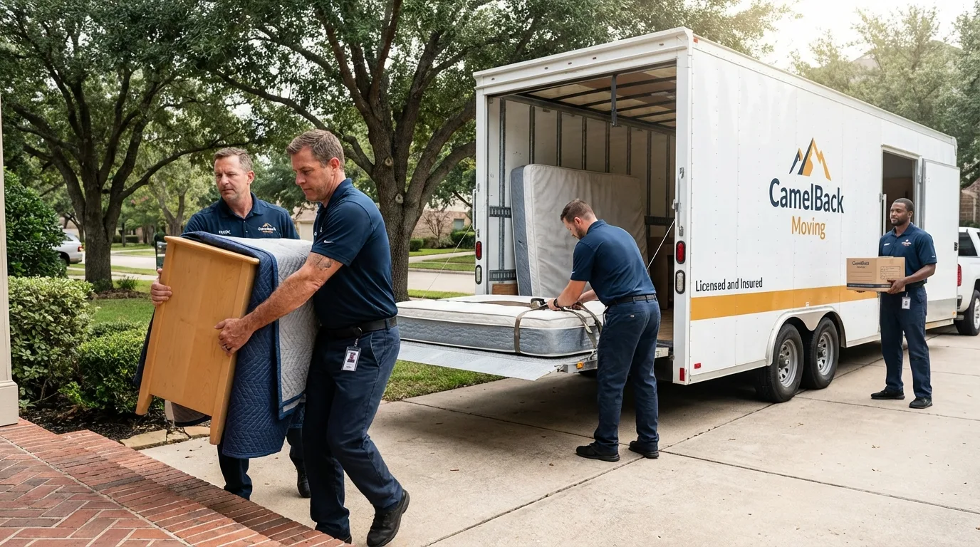 Crew loading residential truck for cross-state move from Eastman, GA