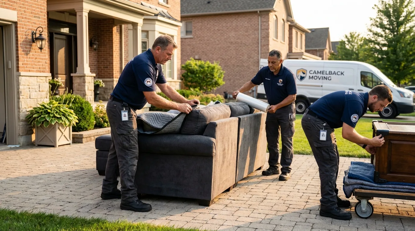 Large estate moving crew wrapping furniture in Eastman, GA
